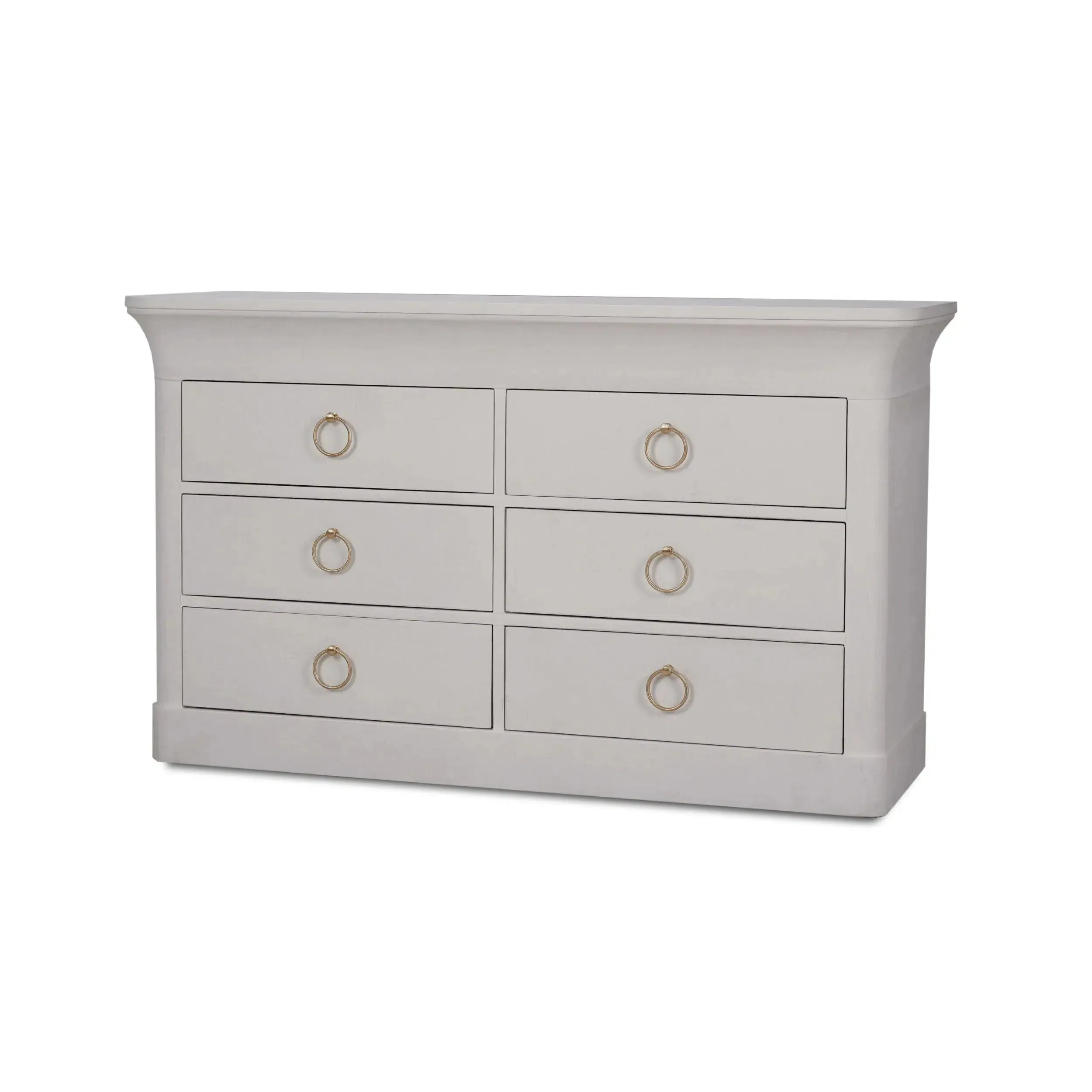 Claremont Linen Wrapped 6 Drawer Dresser in Dove White