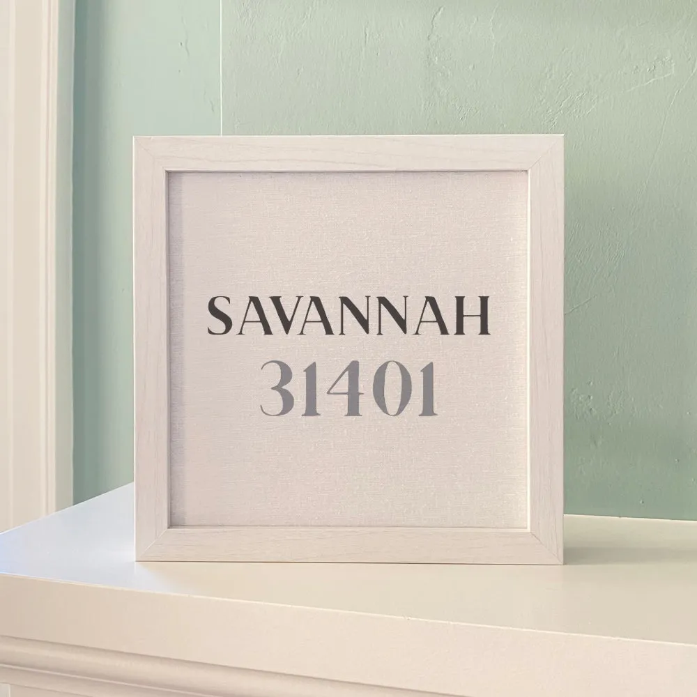 Classic Serif w/ City, Zip - Framed Sign