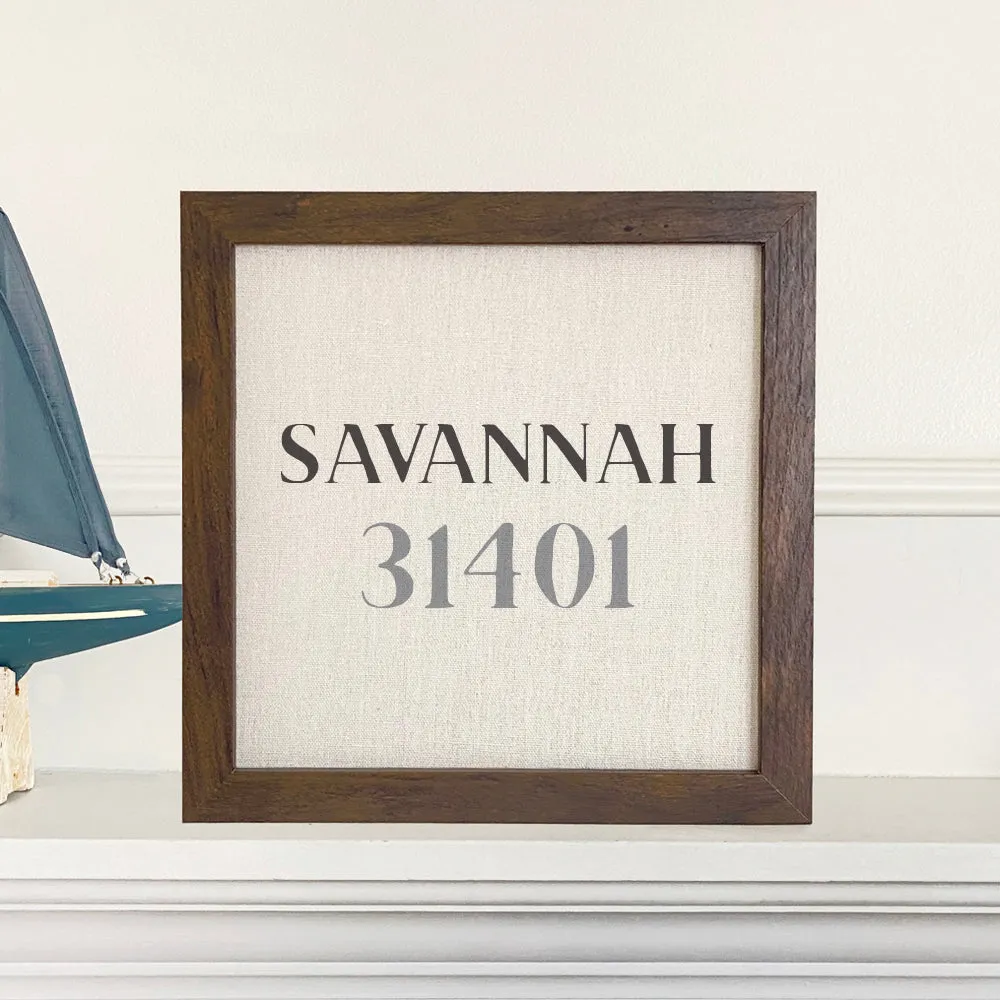 Classic Serif w/ City, Zip - Framed Sign
