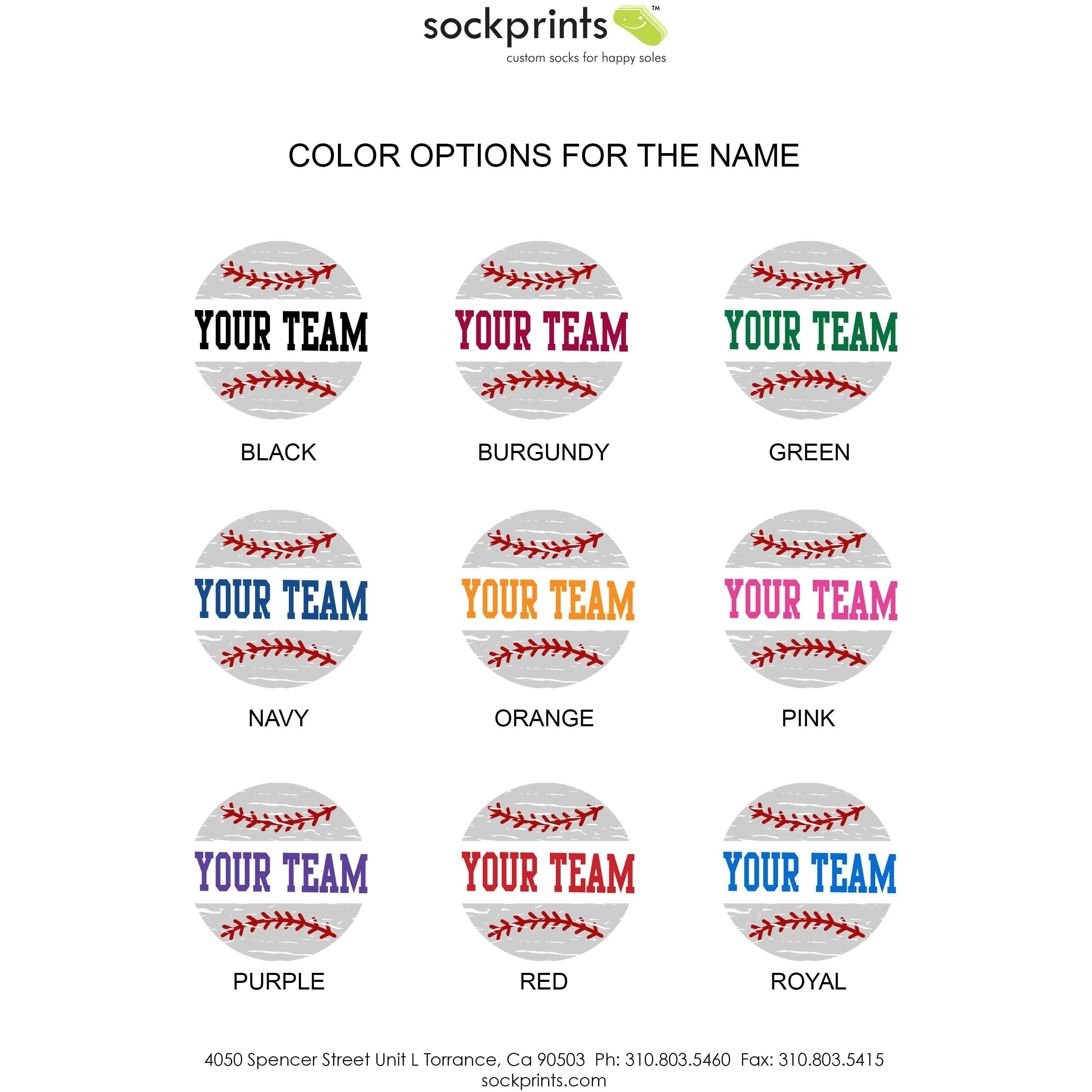 Custom Baseball Crew Socks with Team or Player Name