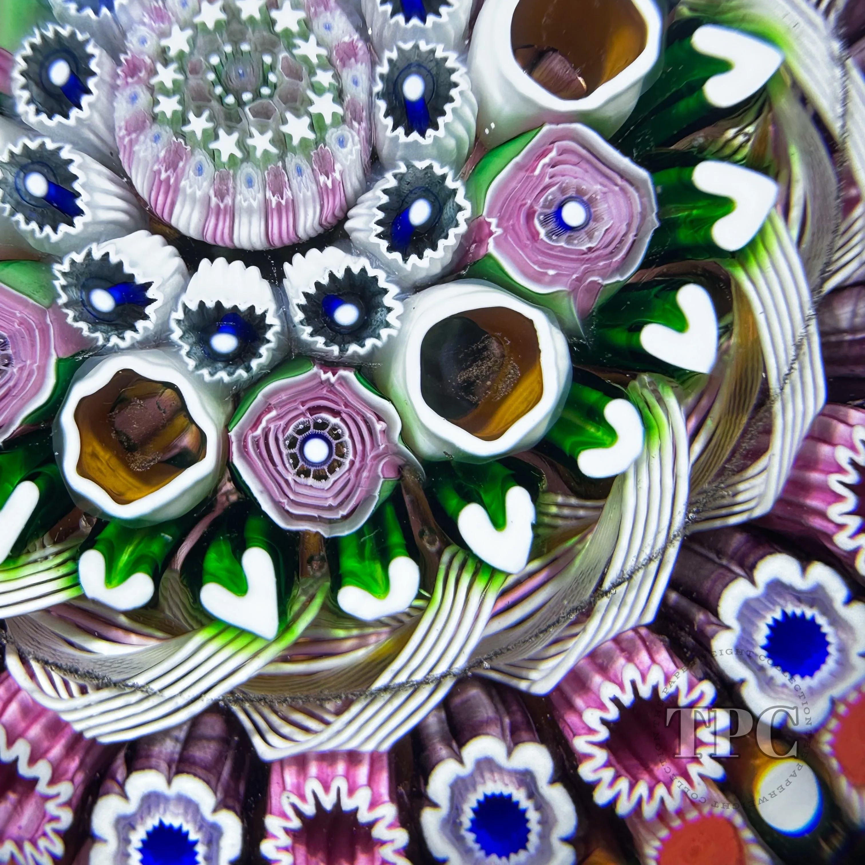 Damon MacNaught 2024 Magnum Glass Art Paperweight Complex Concentric Millefiori w/ Zanfirico Torsade