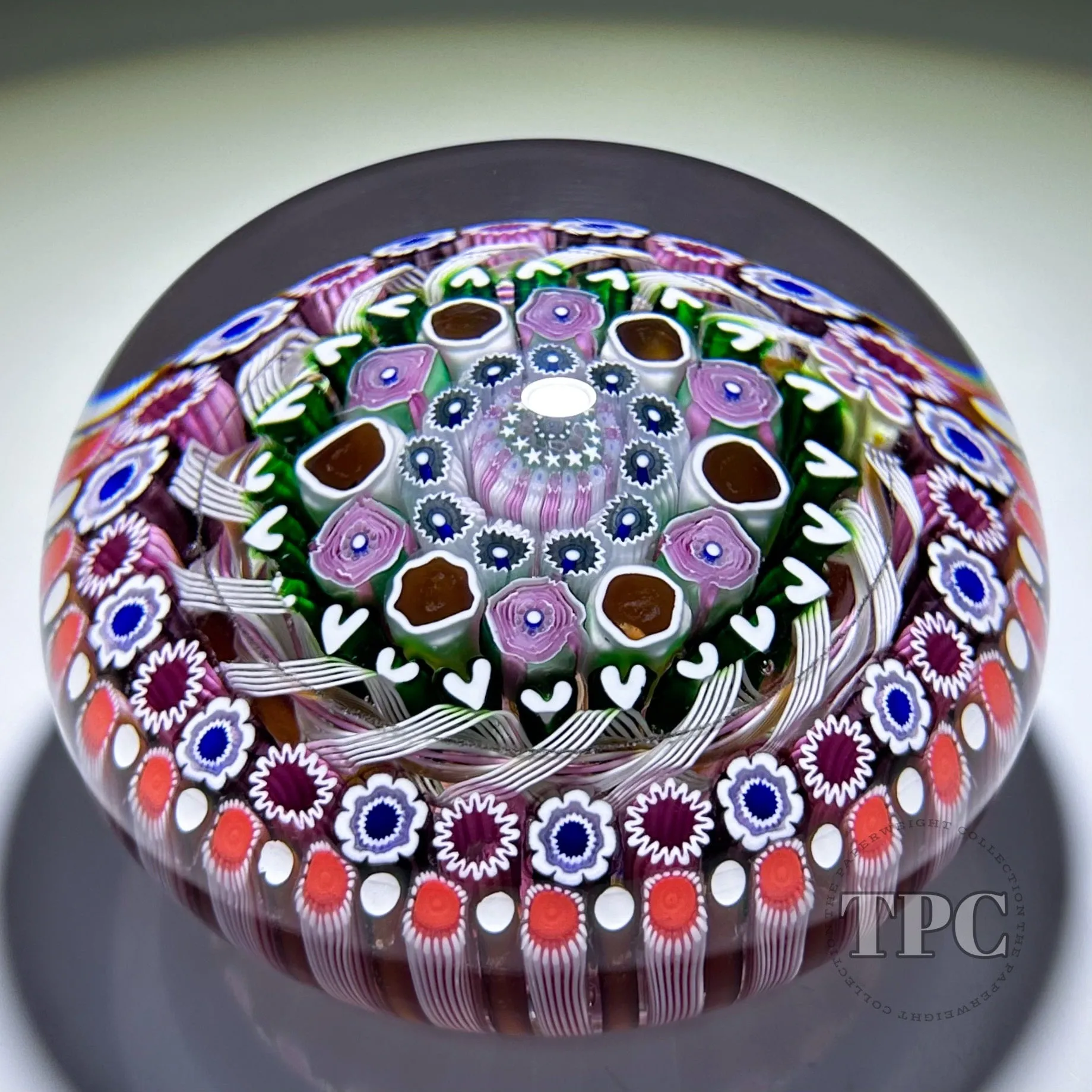 Damon MacNaught 2024 Magnum Glass Art Paperweight Complex Concentric Millefiori w/ Zanfirico Torsade