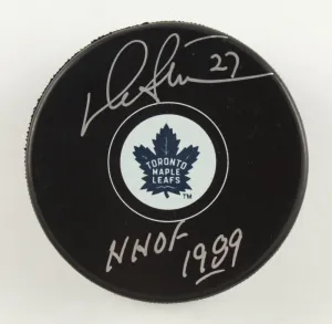 Darryl Sittler Signed Toronto Maple Leafs Logo Hockey Puck Inscribed "HHOF 1989"