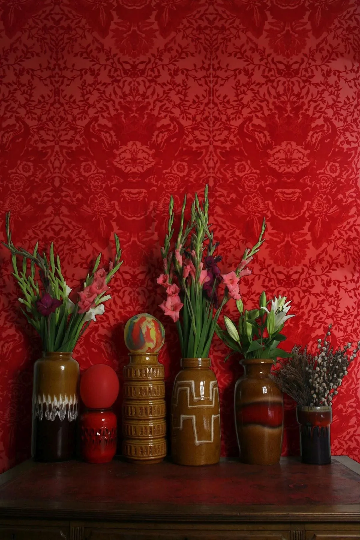 devil damask flock wallpaper