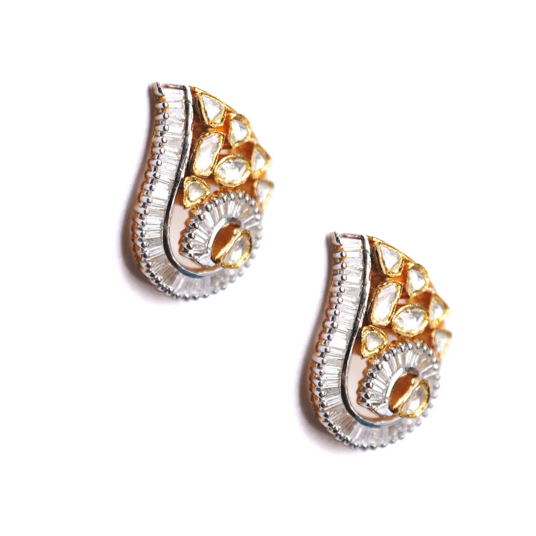 Diamond & Kundan Paisley Fusion 18K Gold Earrings