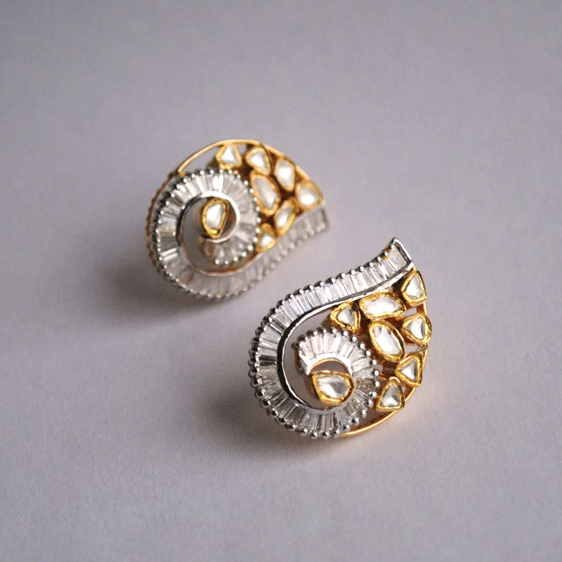 Diamond & Kundan Paisley Fusion 18K Gold Earrings