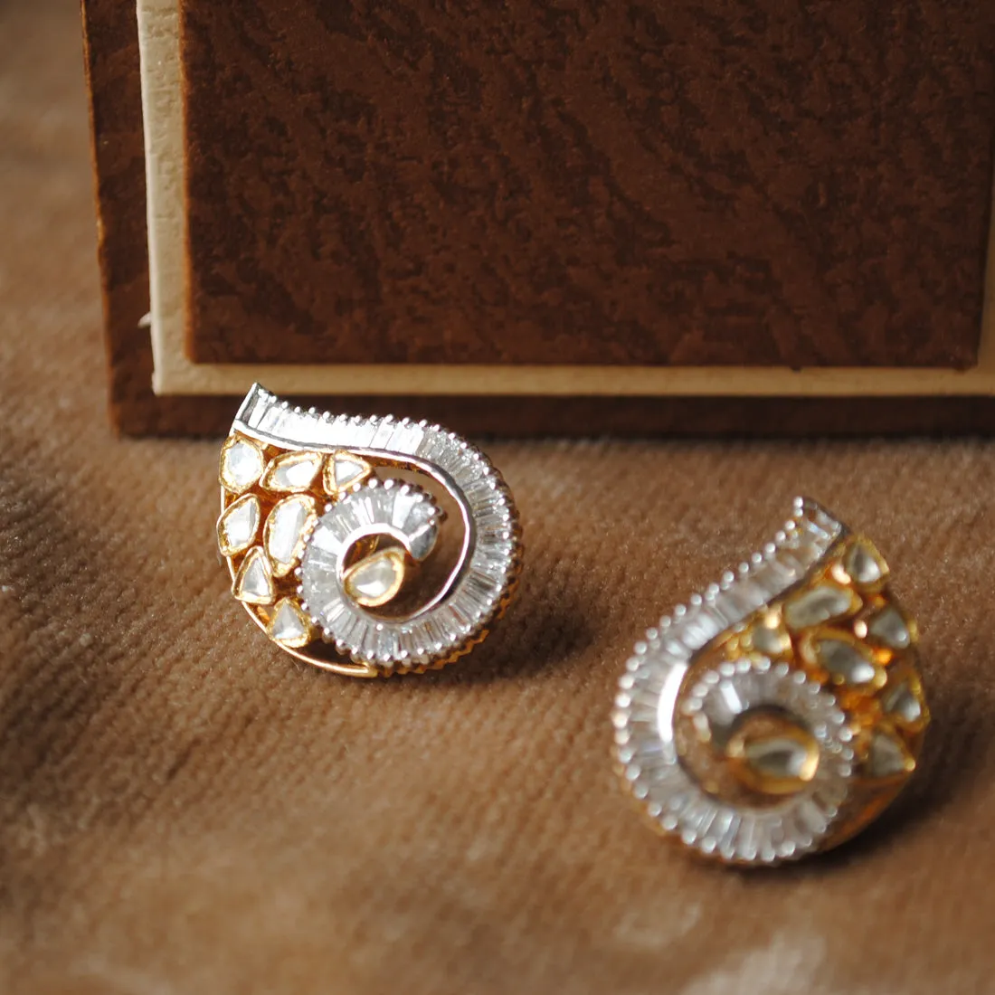 Diamond & Kundan Paisley Fusion 18K Gold Earrings