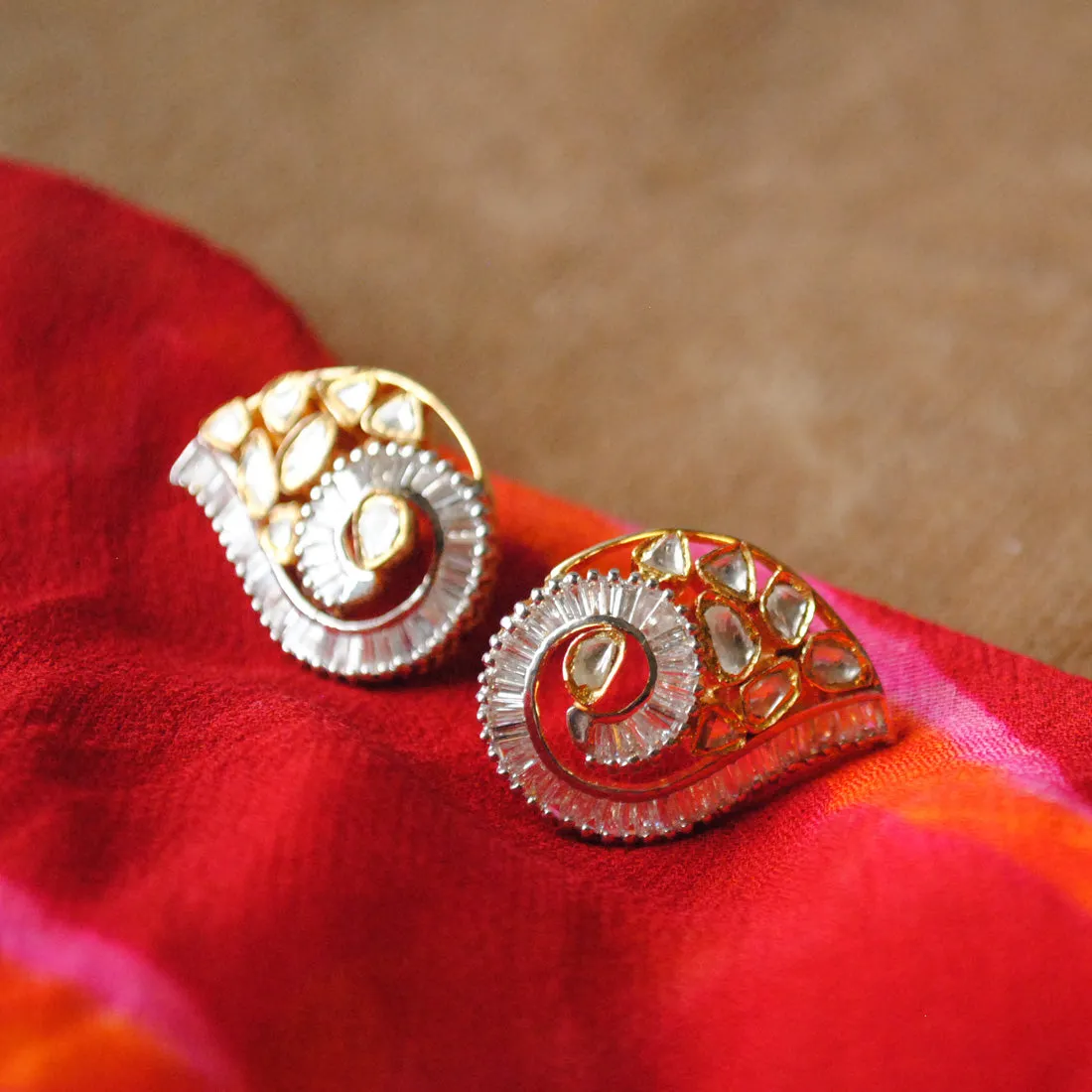 Diamond & Kundan Paisley Fusion 18K Gold Earrings