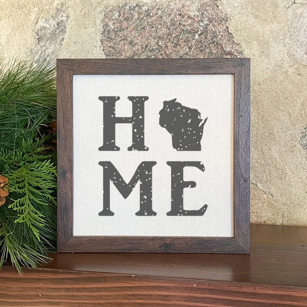 Distressed Home w/ State - Framed Sign