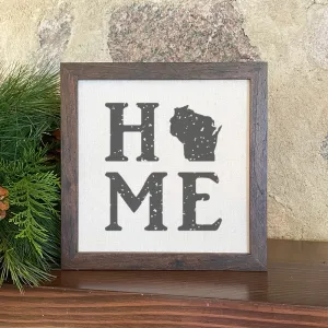 Distressed Home w/ State - Framed Sign