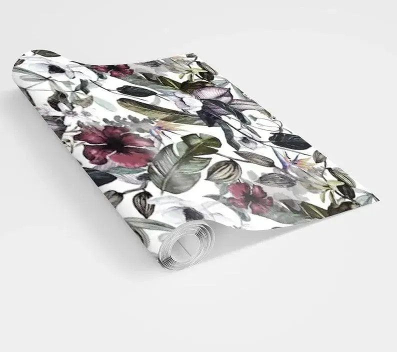 Dramatic Oversized Exotic Floral Watercolor Wallpaper