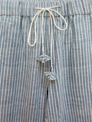 Drawstring Pant in Lt Indigo Stripe