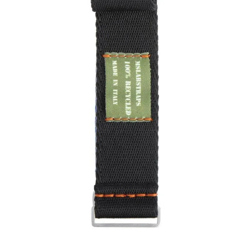 Eco-Friendly  Nylon Military  Watch Strap -  Black Orange Stitches