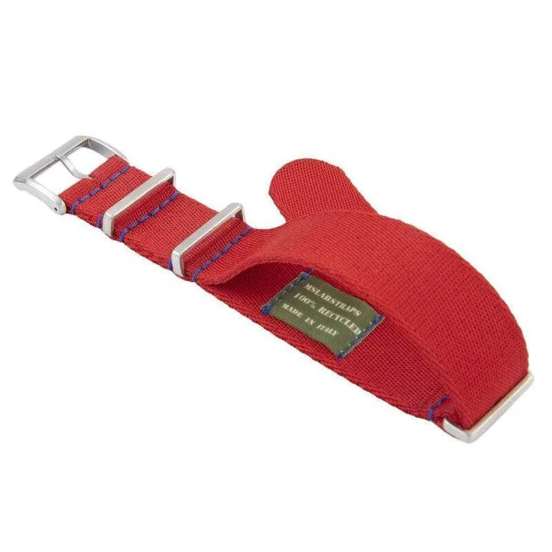 Eco-Friendly Nylon Military Watch Strap -  Red Blue Stitches