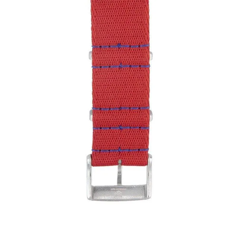 Eco-Friendly Nylon Military Watch Strap -  Red Blue Stitches