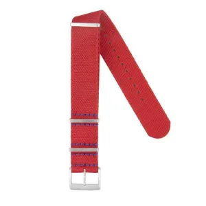 Eco-Friendly Nylon Military Watch Strap -  Red Blue Stitches