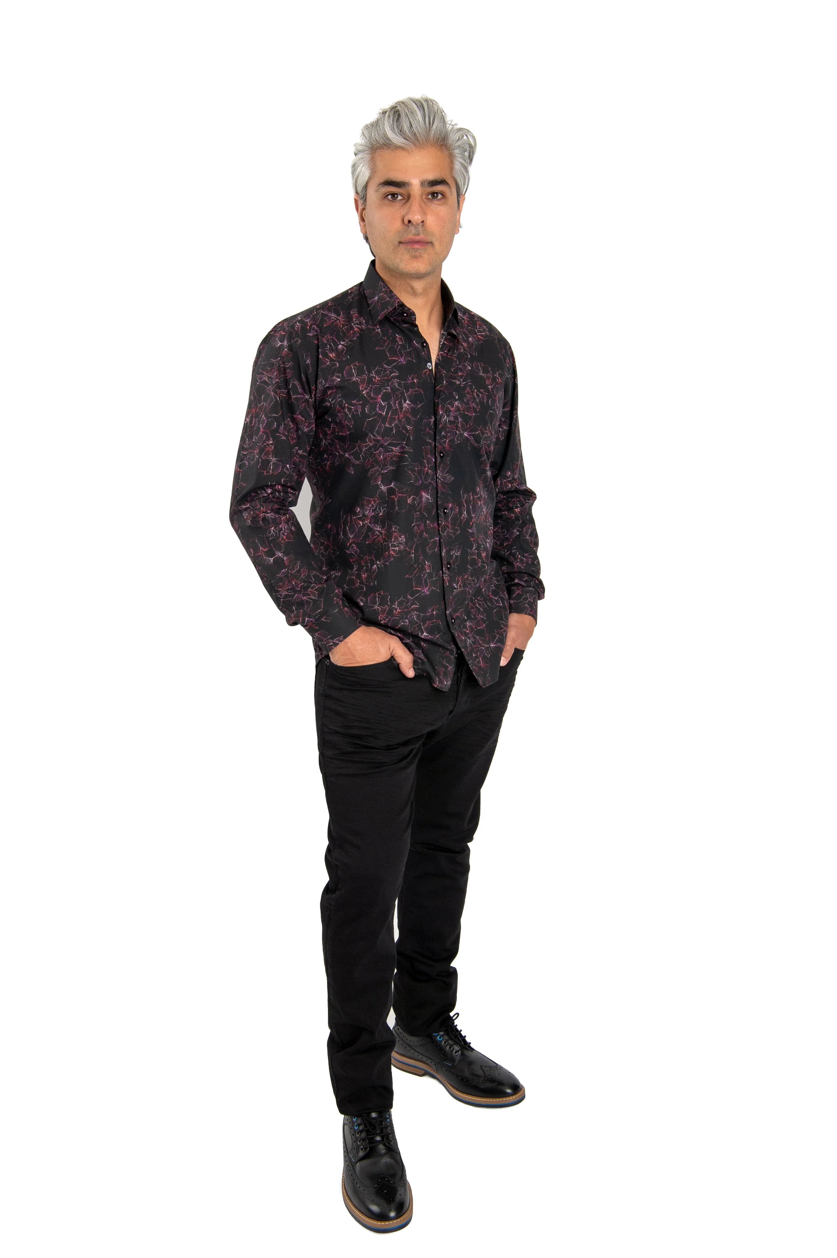 Exotic Black & Burgundy Shirt