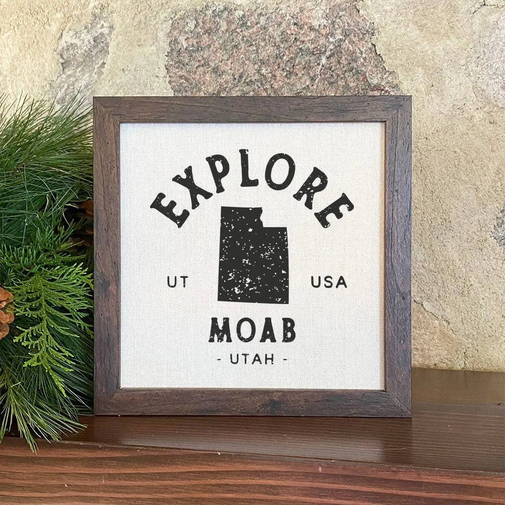 Explore State w/ City, State - Framed Sign