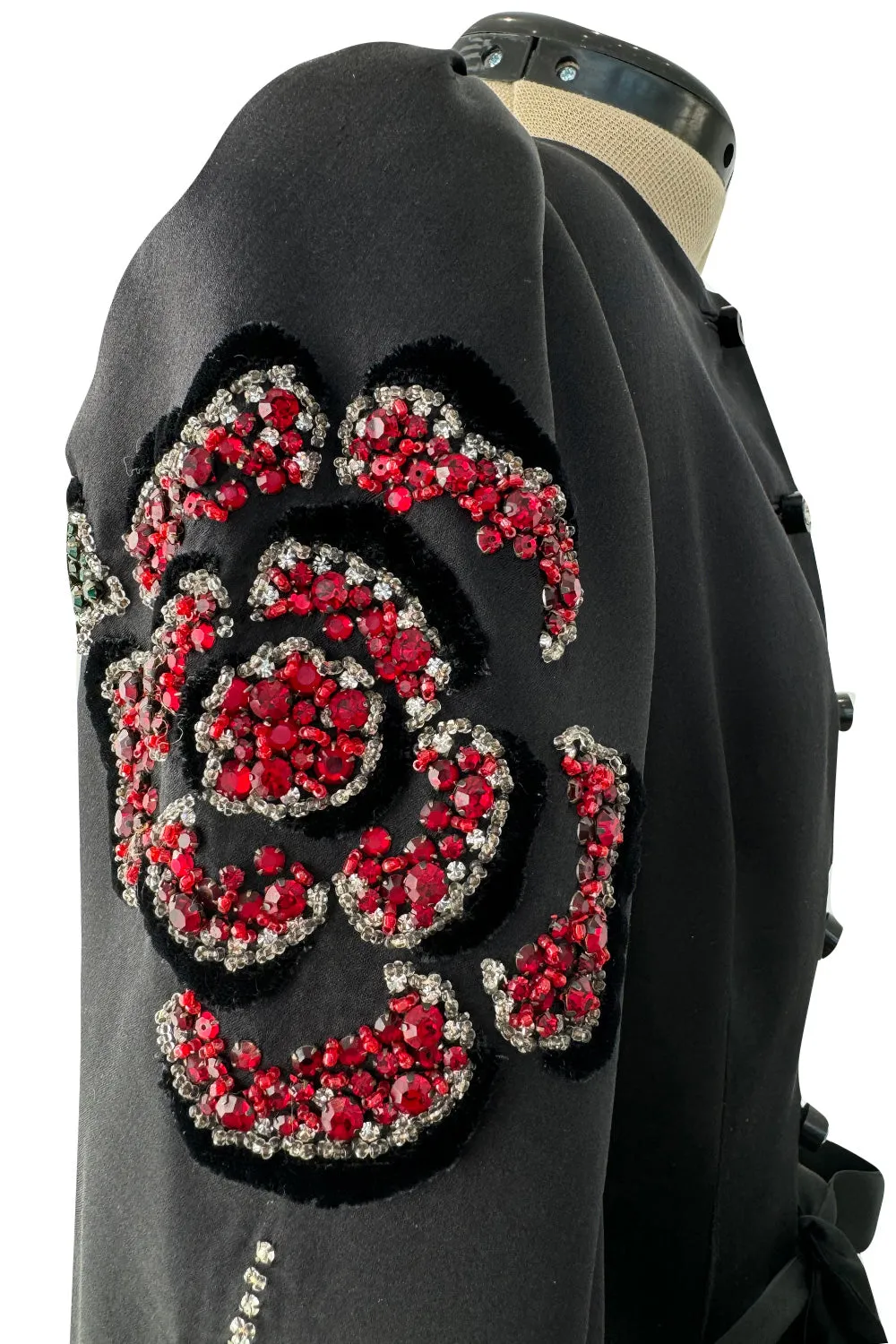 Fall 1978 Givenchy Haute Couture Original Runway Sample Black Silk & Velvet Dress w Beaded Sleeves