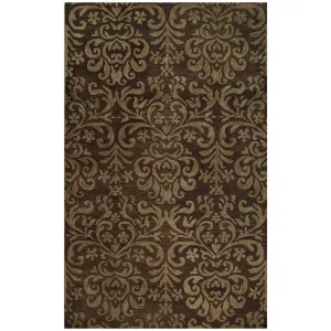 Filigree Damask Hand Tufted Rug Espresso