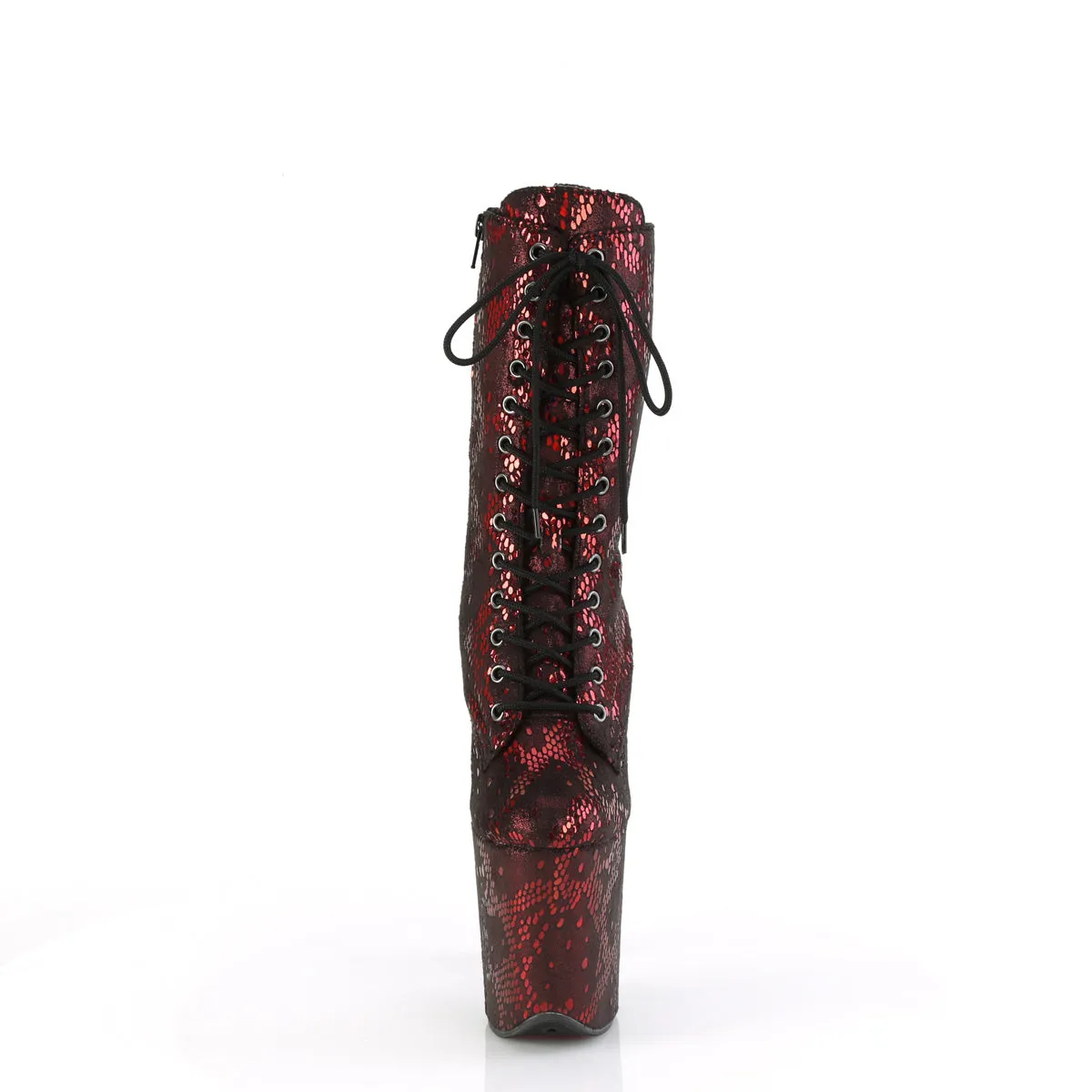 FLAMINGO-1040SPF  Red Metallic Snake Print Fabric/M