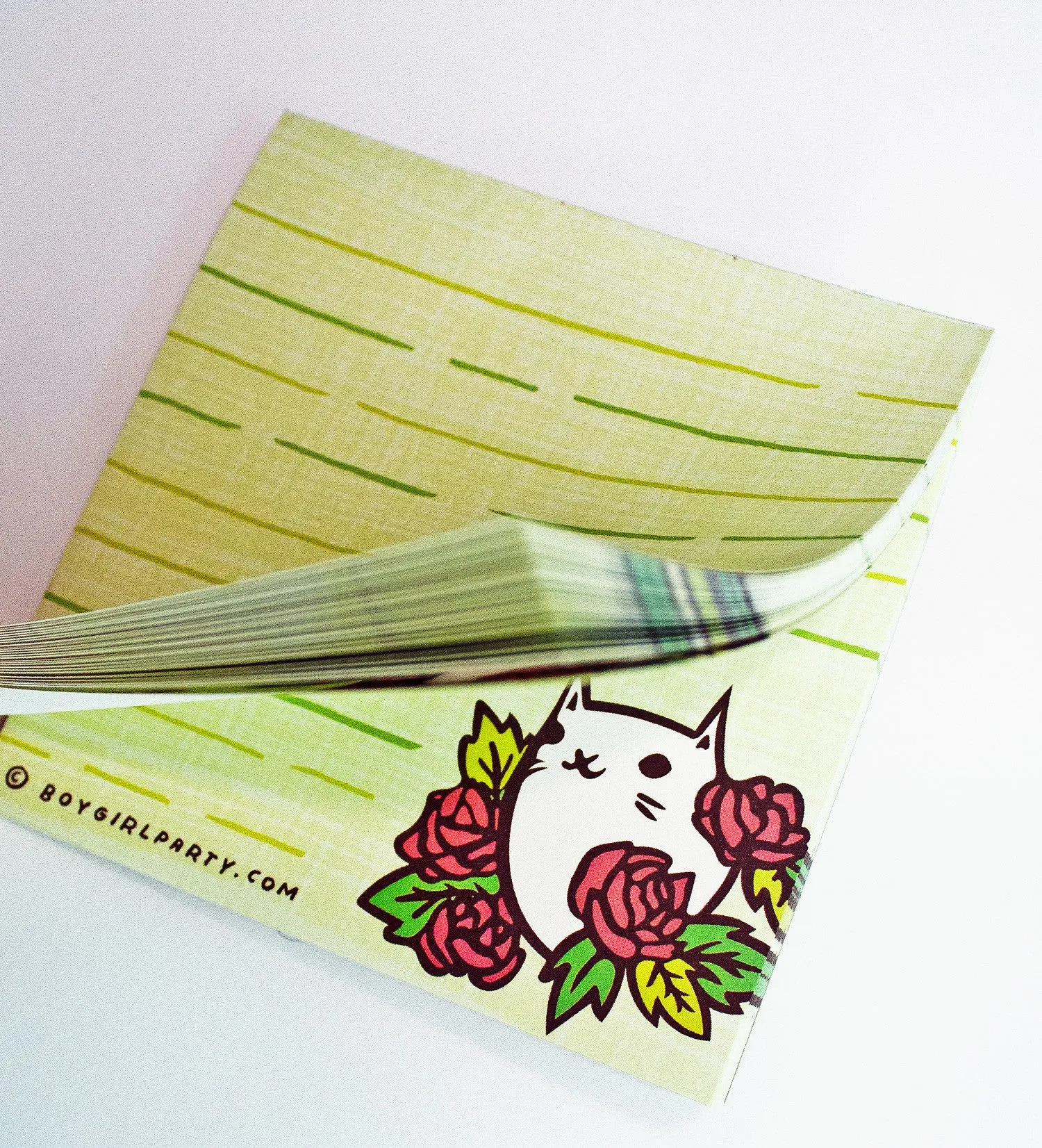 Floral Cat Notepad - Kawaii Cat Stationery by boygirlparty
