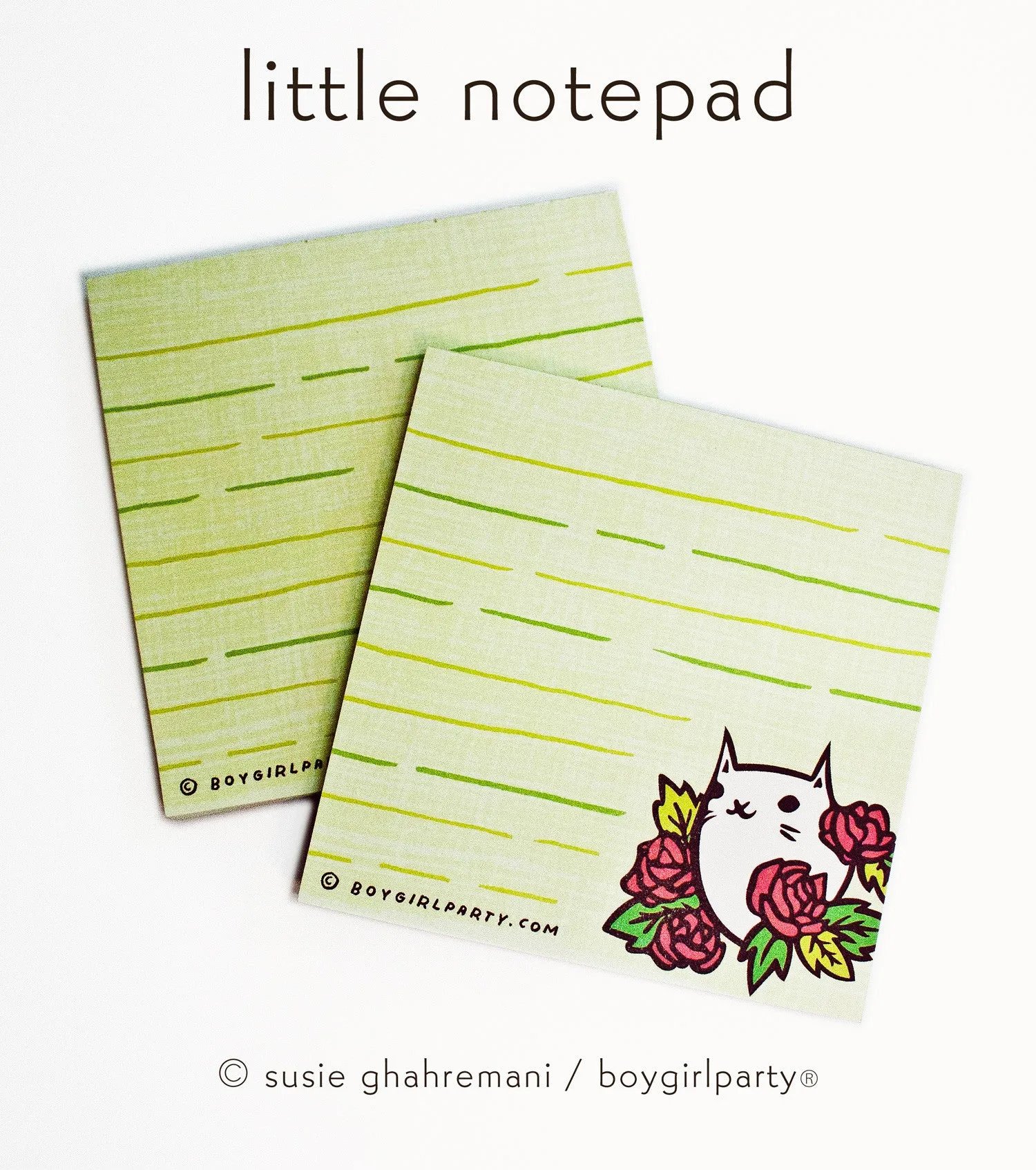 Floral Cat Notepad - Kawaii Cat Stationery by boygirlparty