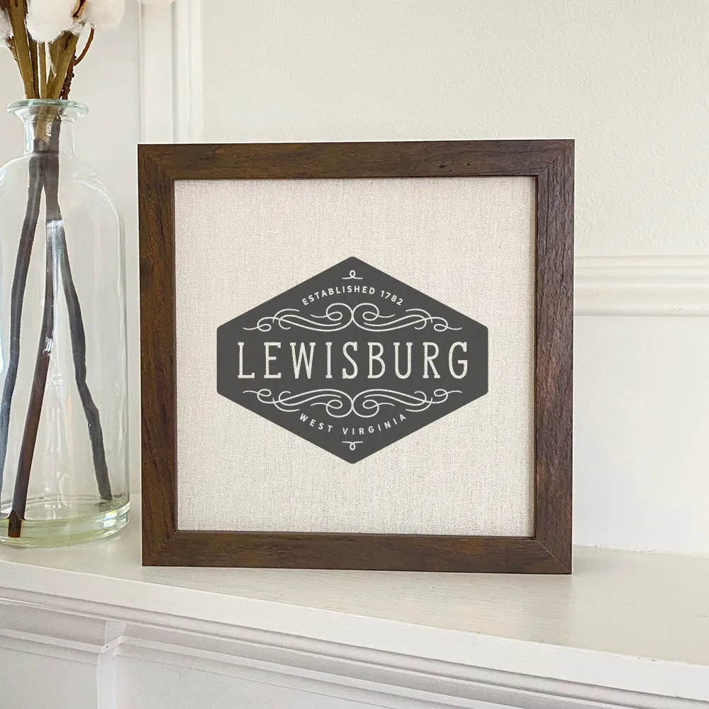 Flourish Sign w/ City, State - Framed Sign