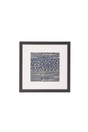 Framed Vintage Indigo Textile Wall Art No. 022
