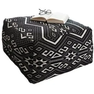 Geometric Accent Stool in Black And White