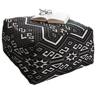 Geometric Accent Stool in Black And White