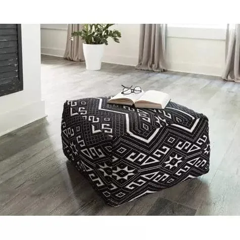 Geometric Accent Stool in Black And White