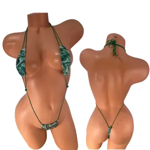 Green money print thong bottom micro slingshot