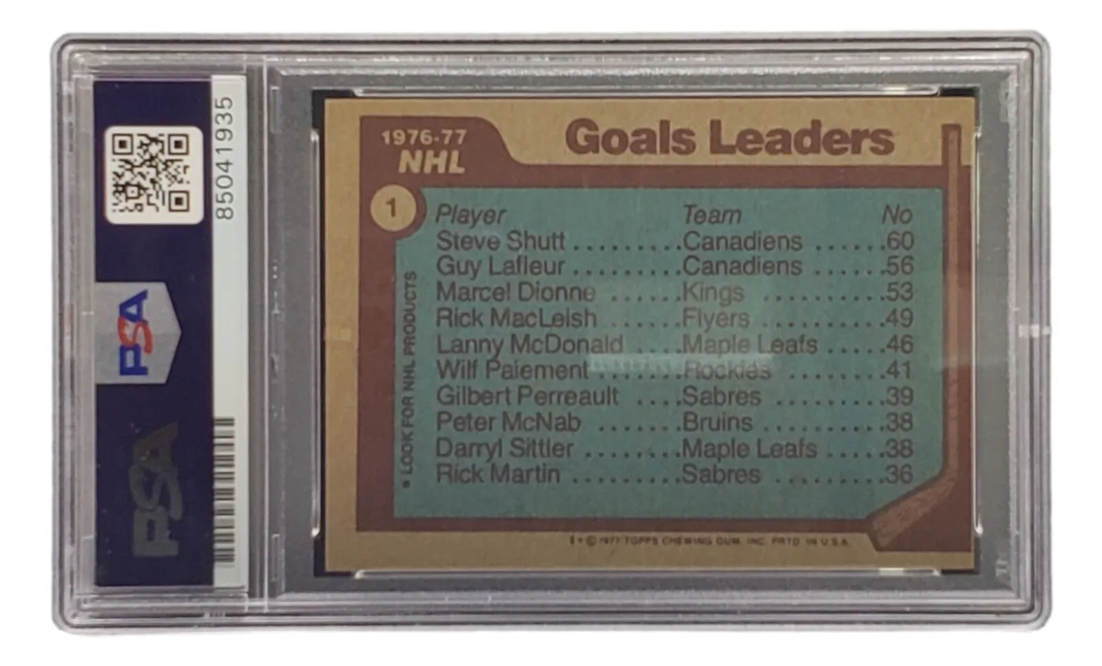 Guy LaFleur Signed 1977 Topps #1 Goals Leaders Hockey Card PSA/DNA