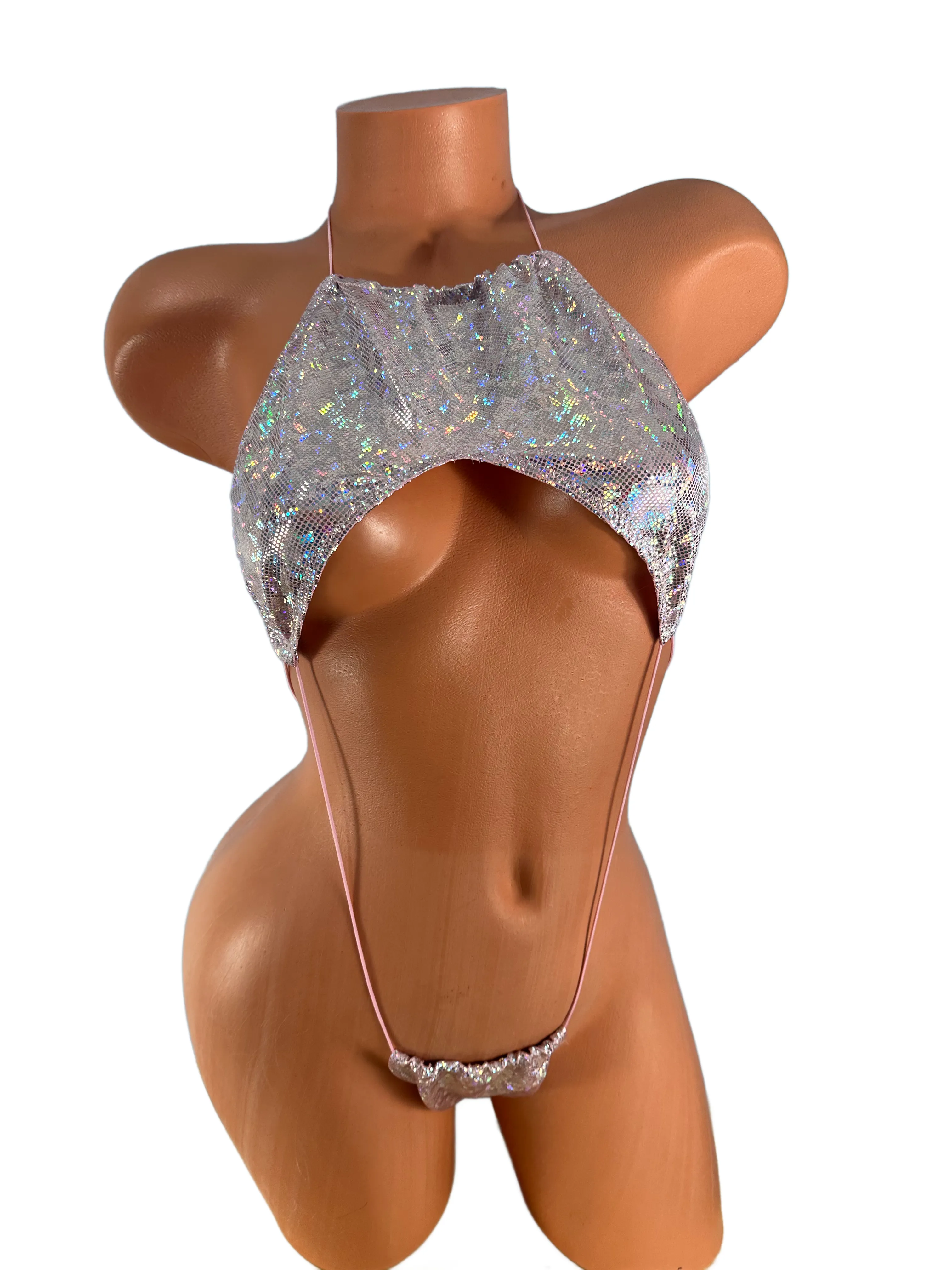 Halter Slingshot Baby Pink  Metallic