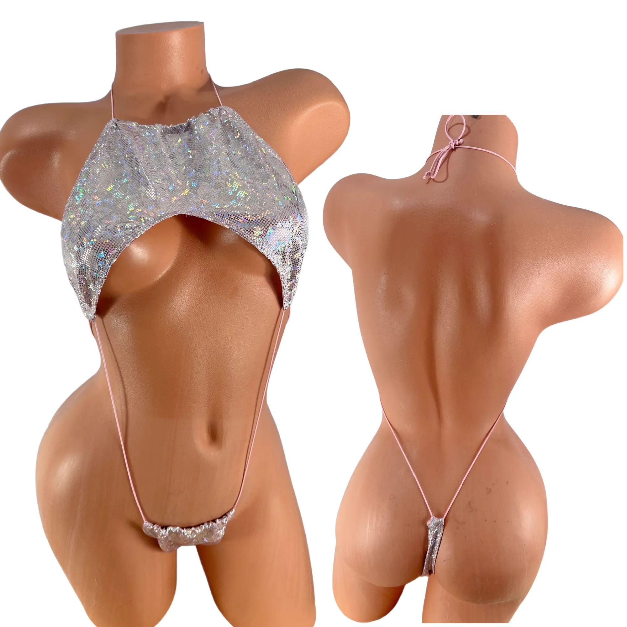 Halter Slingshot Baby Pink  Metallic