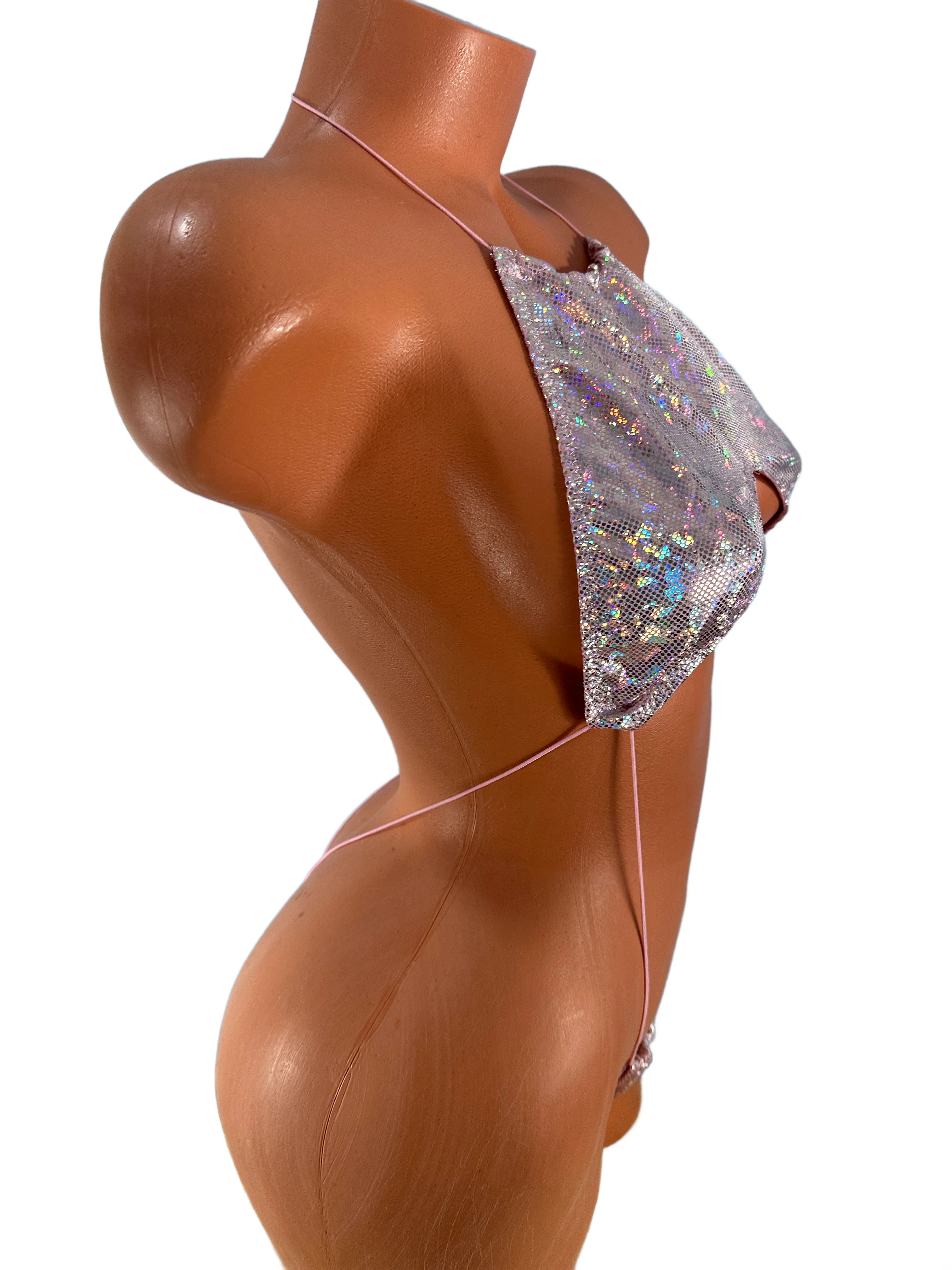 Halter Slingshot Baby Pink  Metallic