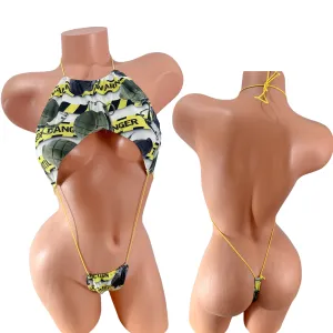 Halter Slingshot Graphic Print White