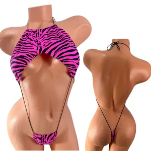 Halter Slingshot Hot Pink Tiger animal print