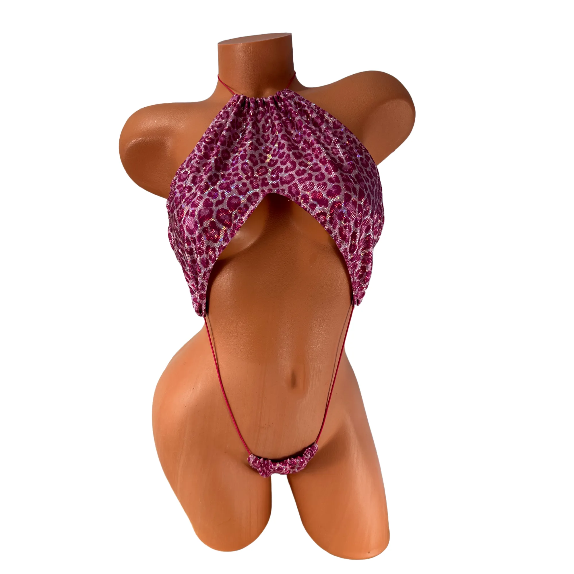 Halter Slingshot Metallic Pink Cheetah Print