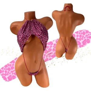 Halter Slingshot Metallic Pink Cheetah Print
