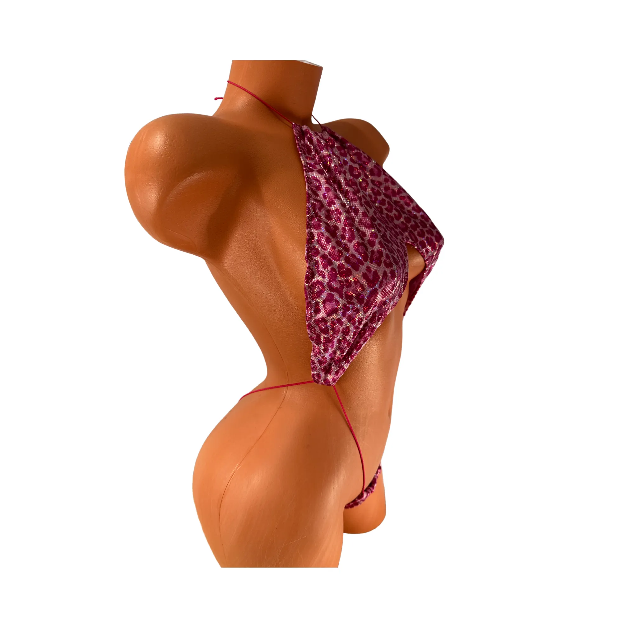 Halter Slingshot Metallic Pink Cheetah Print