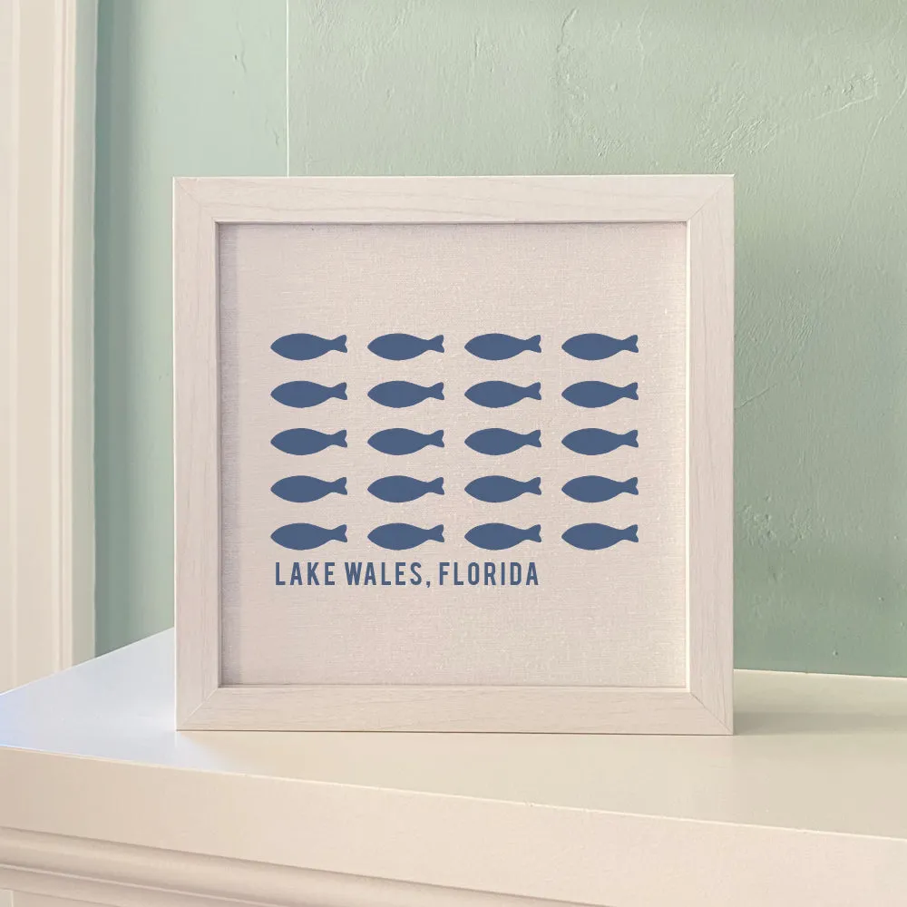 Hand Drawn Fish City State - Framed Sign
