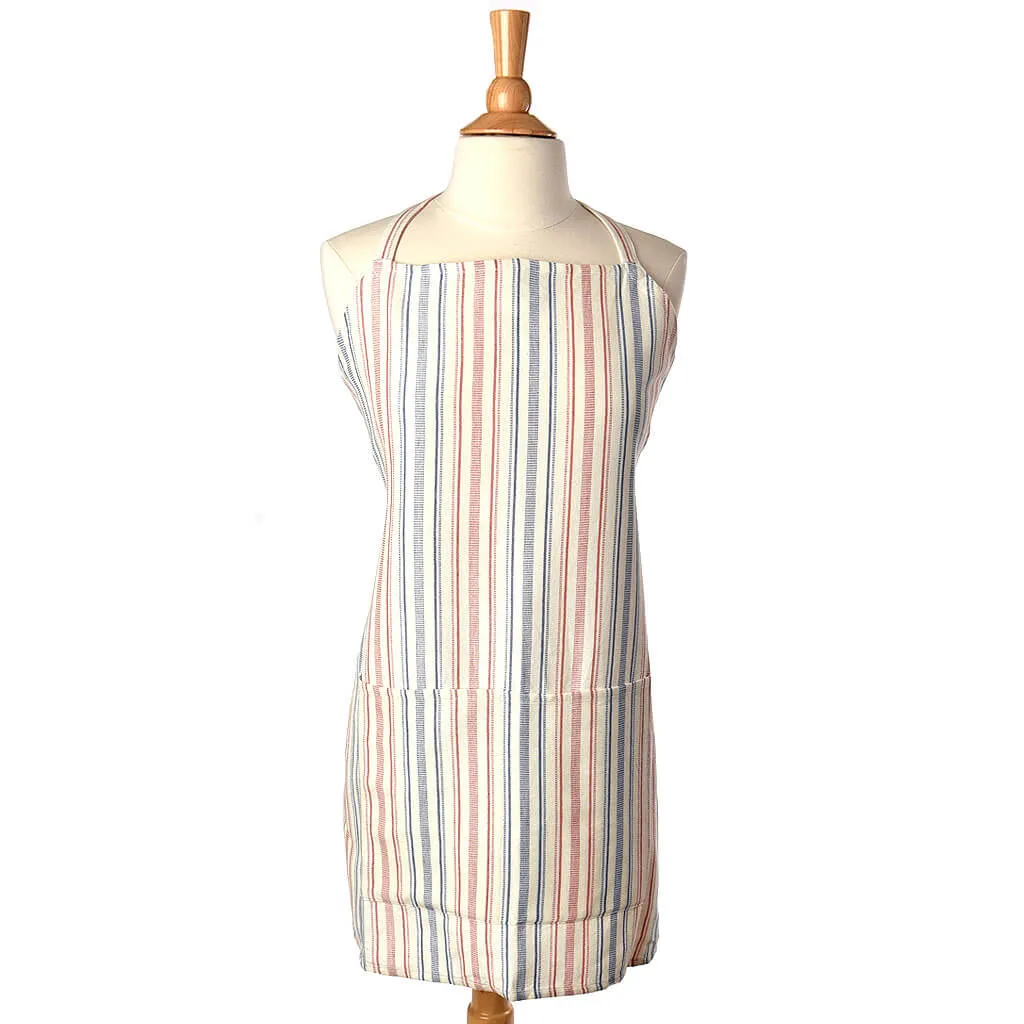 Hand Woven Bib Apron | Ticking Stripe