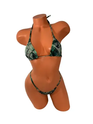 Holographic Money print  Y bottom Micro thong Bikini