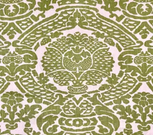 Home Couture Fabric: Principessa - Custom Apple Green on Tan 100% Linen