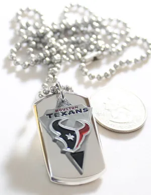 HOUSTON TEXANS STAINLESS STEEL DOG TAG NECKLACE  3D BALL CHAIN