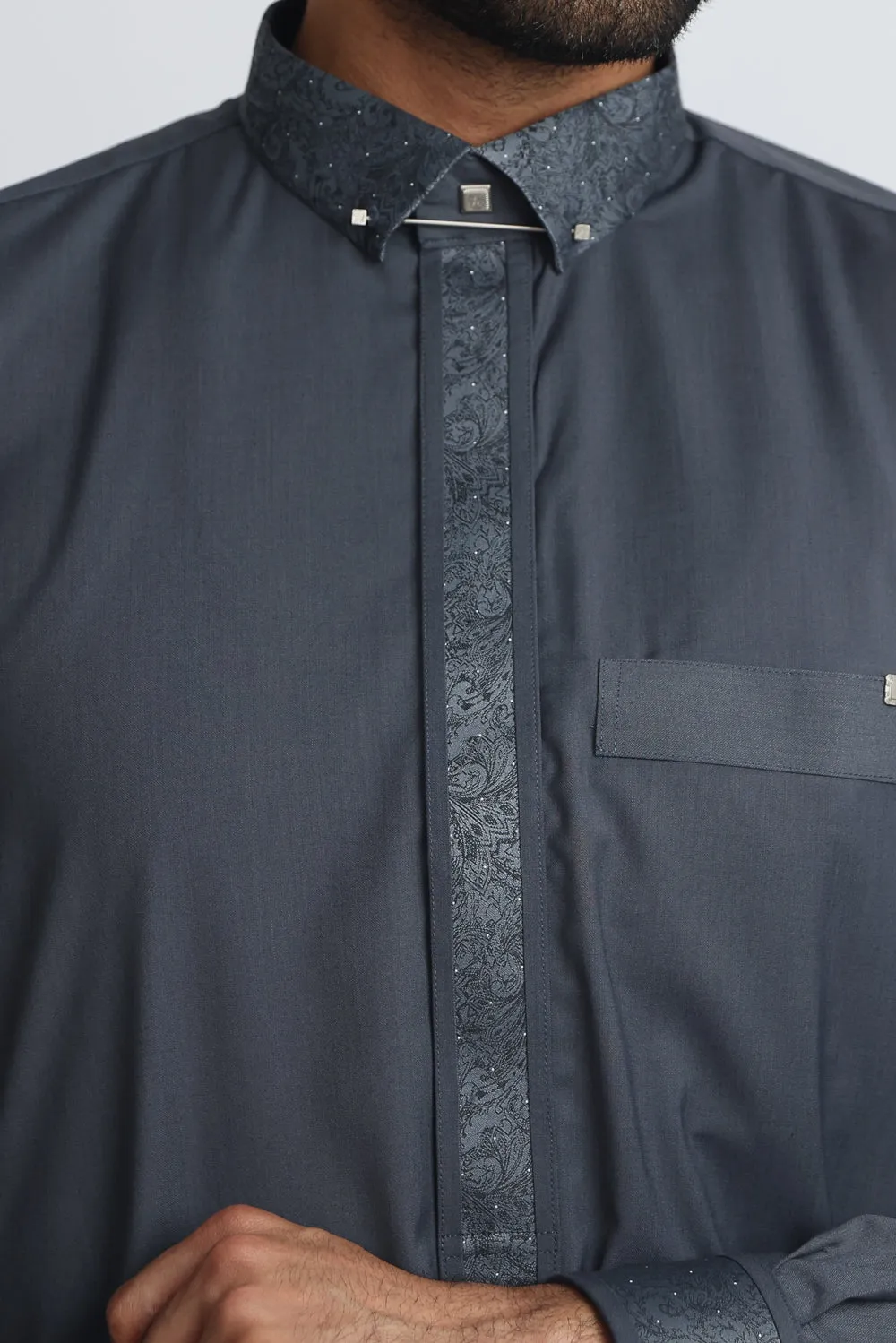 J130 Ash Grey Premium Thobe