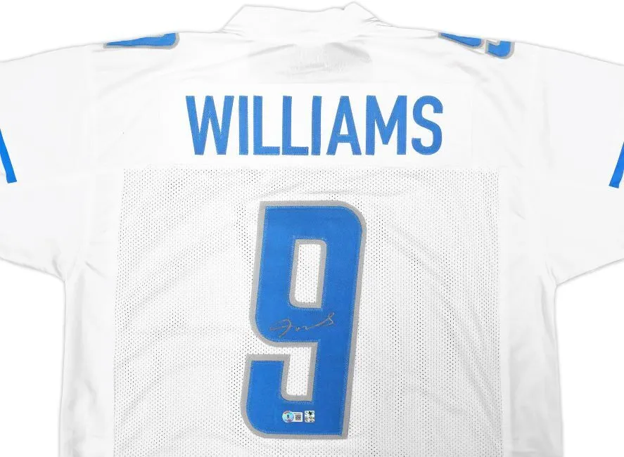 Jameson Williams Detroit Signed White Football Jersey BAS