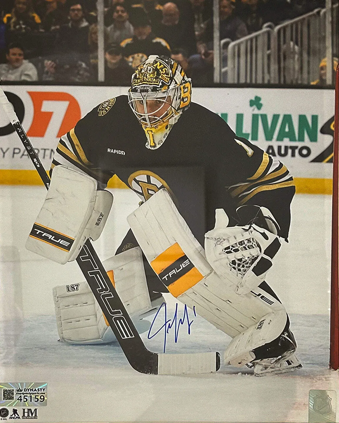 Jeremy Swayman in Goal Boston Bruins Autographed 8x10 Hockey Photo JSA PSA